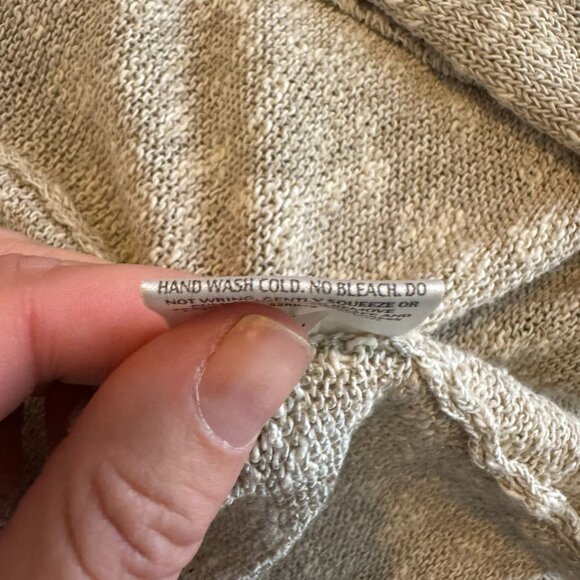 Eileen Fisher Tan Linen-Blend Open Front Semi-Sheer Knit Spring Cardigan, 1X - Picture 5 of 8